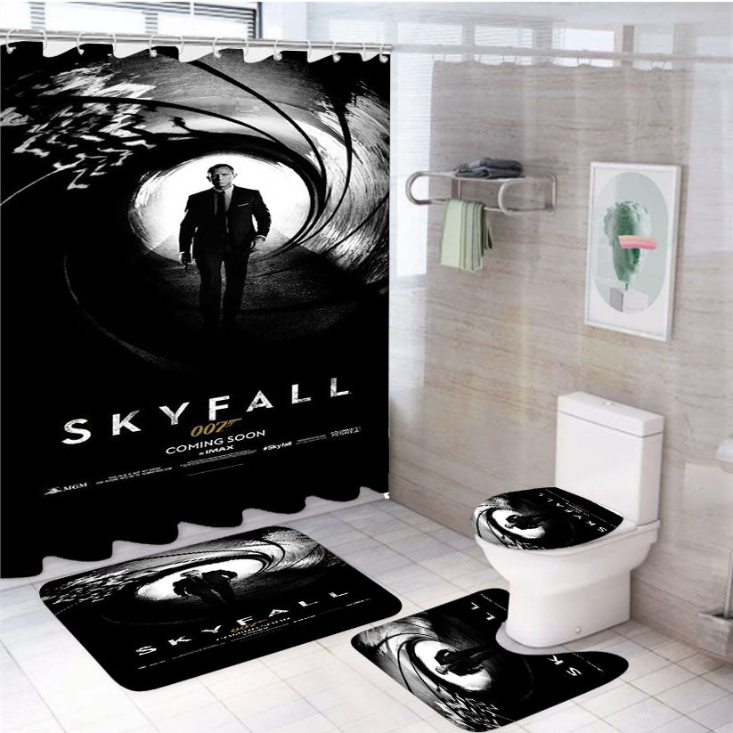 James Bond 007 Skyfall 4Pcs Bathroom Set Shower Curtain