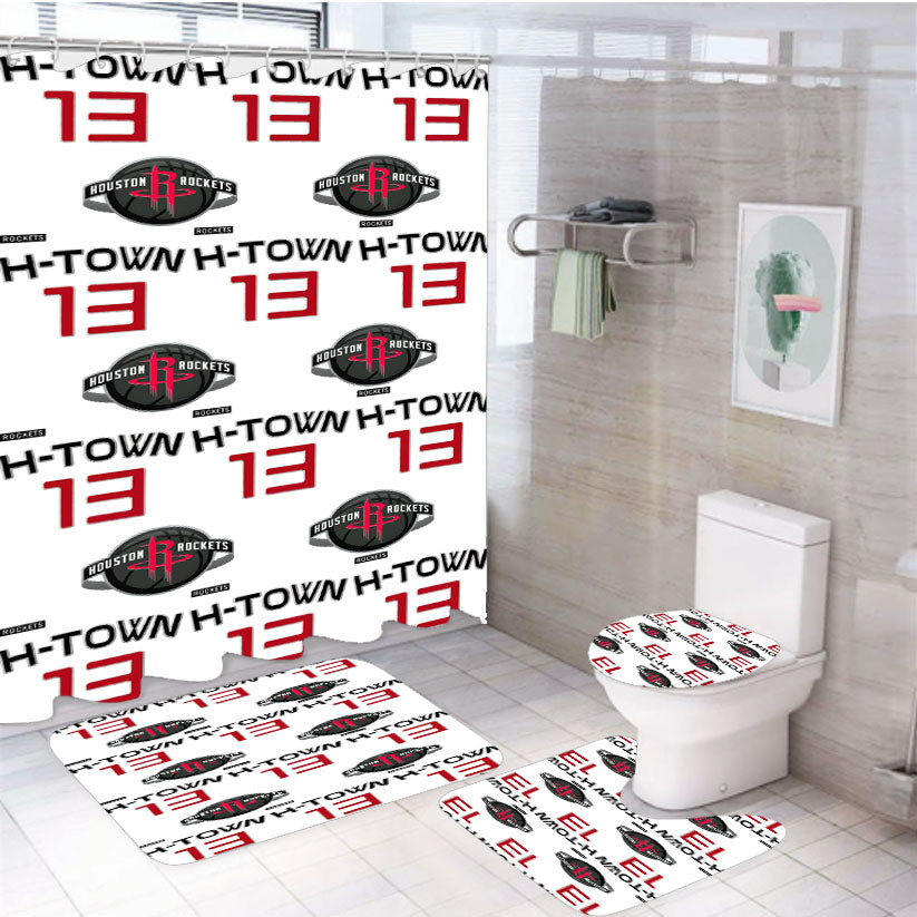 James Harden Rockets Houston Number 13 Jersey 4Pcs Bathroom Set Shower Curtain