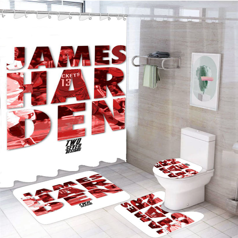 James Harden Text 4Pcs Bathroom Set Shower Curtain