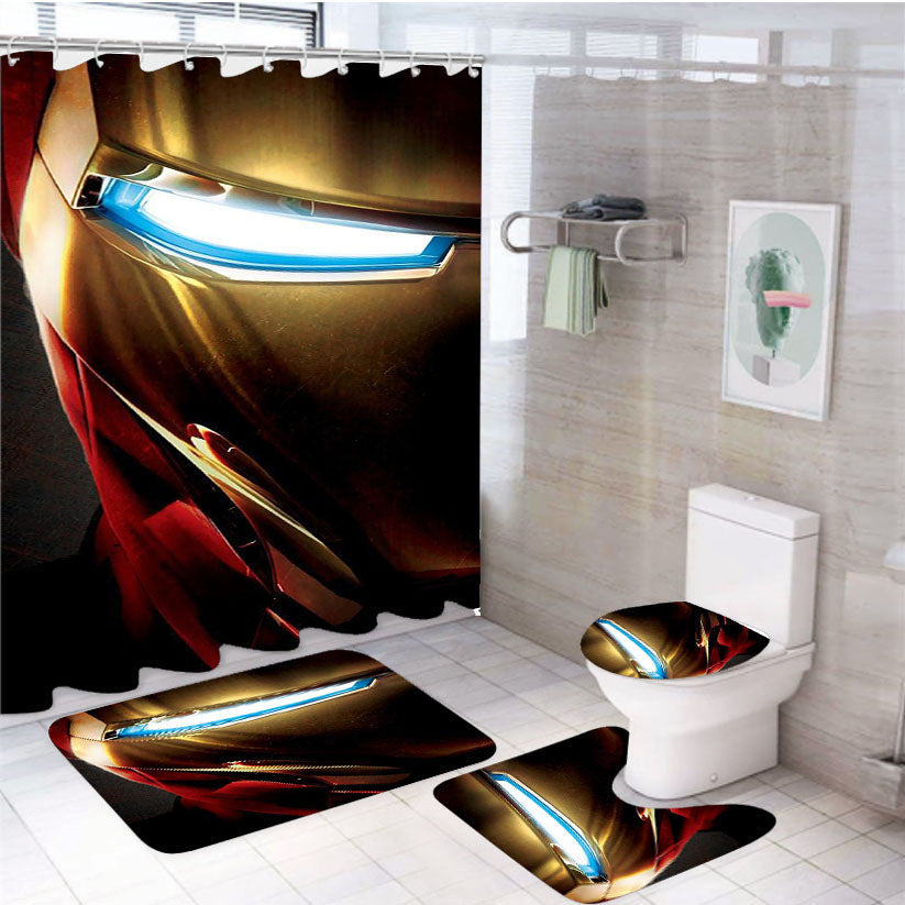 Jarvis Iron Man Wallpaper 4Pcs Bathroom Set Shower Curtain
