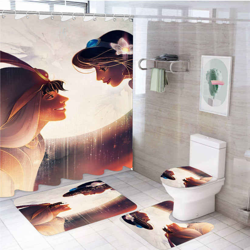 Jasmine Aladdin Wallpaper 4Pcs Bathroom Set Shower Curtain