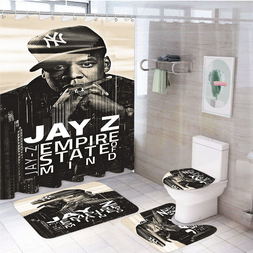 Jay Z Hip Hop Empire State Mind 4Pcs Bathroom Set Shower Curtain