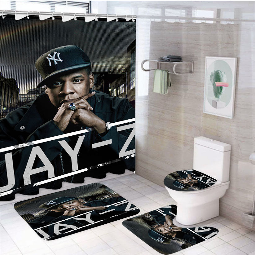 Jay Z New York Rapper 4Pcs Bathroom Set Shower Curtain