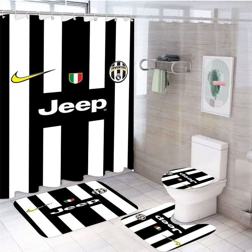 Jeep Juventus Jersey Uniform 2 4Pcs Bathroom Set Shower Curtain