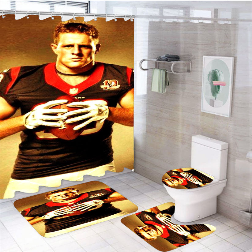 Jj Watt Houston Texans 4Pcs Bathroom Set Shower Curtain