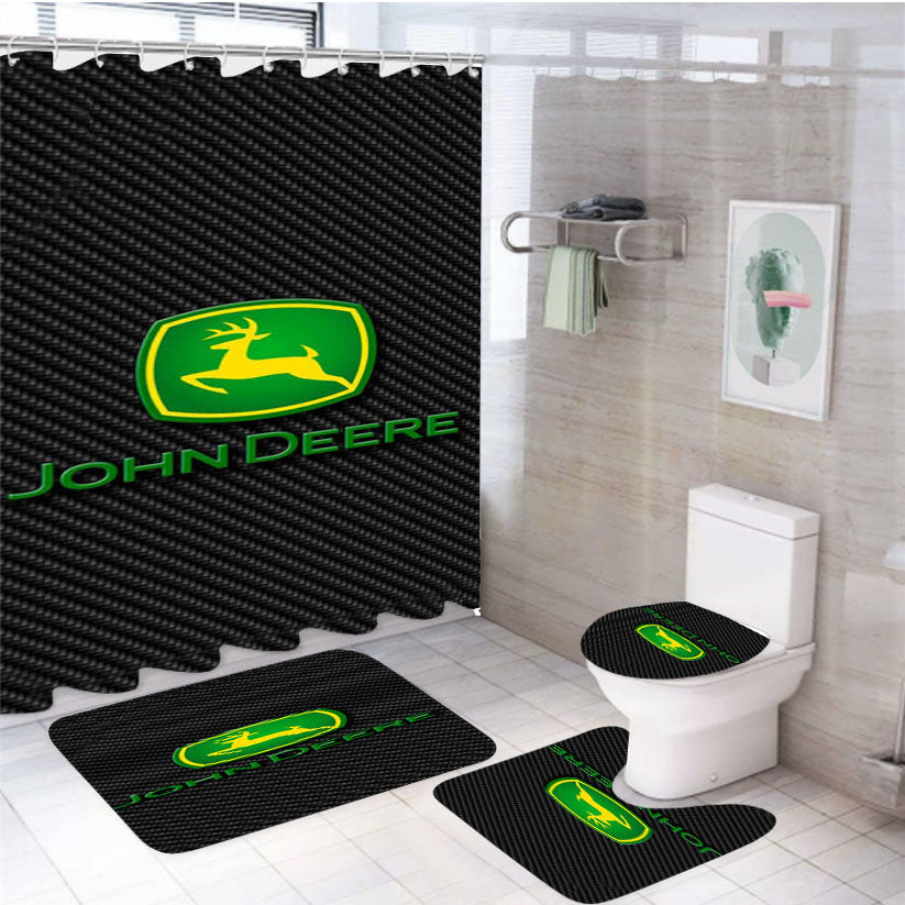 John Deere Logo 4Pcs Bathroom Set Shower Curtain