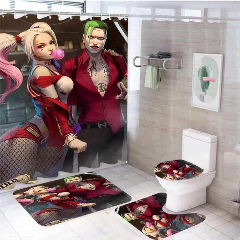 Joker And Harley Quinn 4Pcs Bathroom Set Shower Curtain