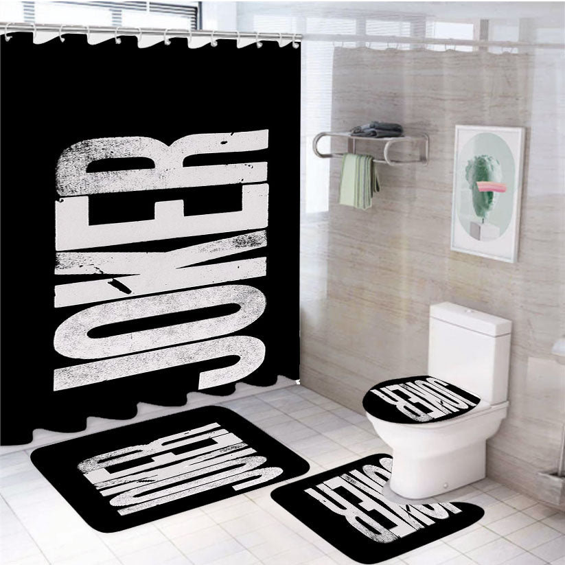 Joker Canvas Font 4Pcs Bathroom Set Shower Curtain
