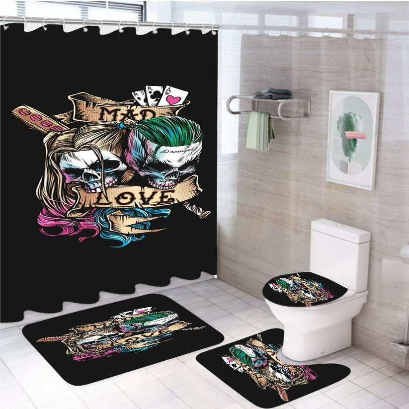 Joker Mad Love With Harley Quinn 4Pcs Bathroom Set Shower Curtain