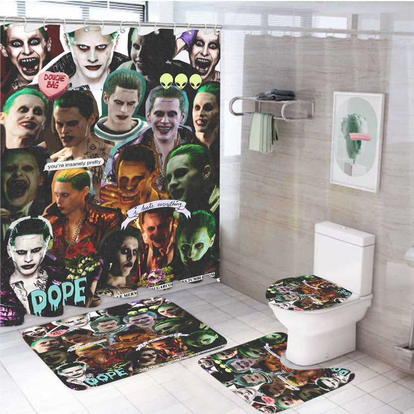 Joker Photo Collage 4Pcs Bathroom Set Shower Curtain