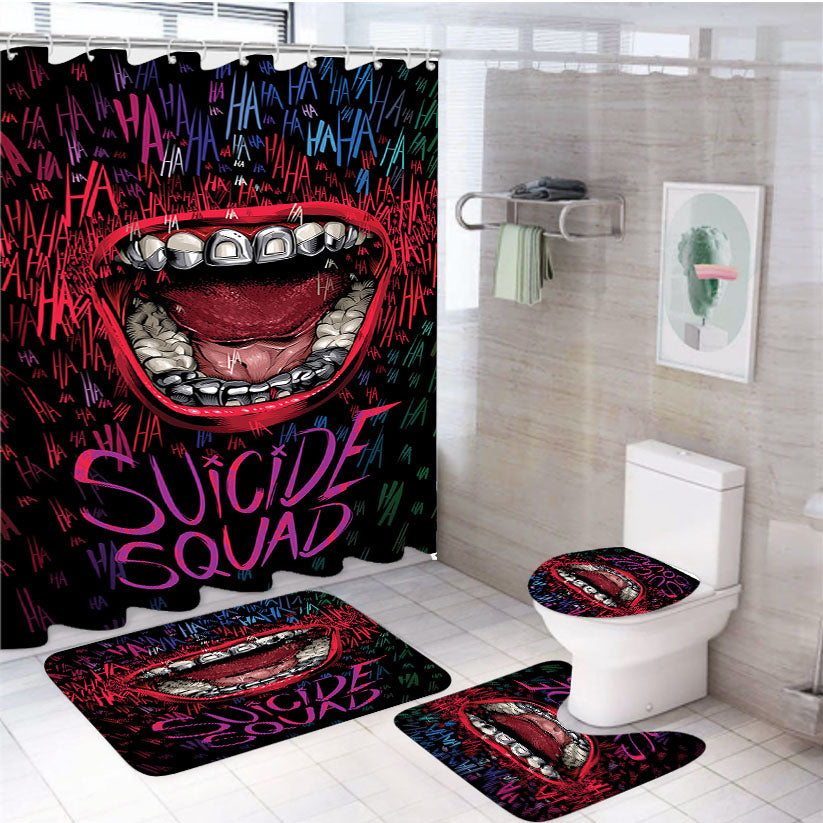 Joker Suicide Squad Poster 4Pcs Bathroom Set Shower Curtain