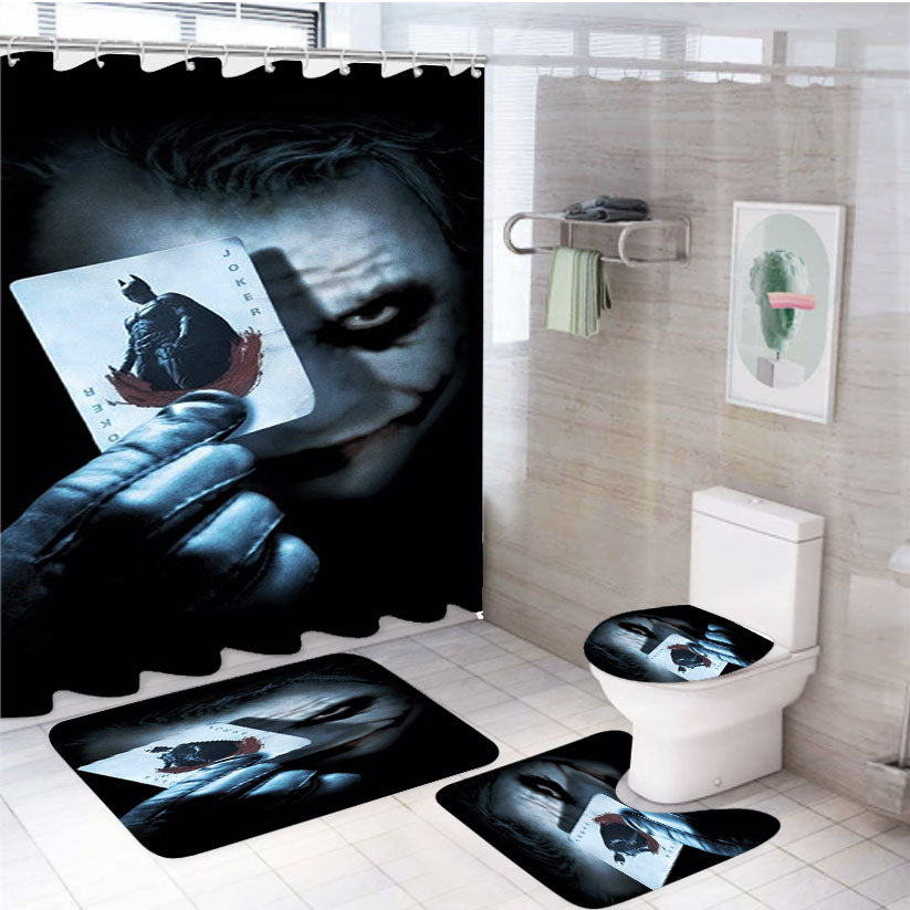 Joker With Playing Card Batman 4Pcs Bathroom Set Shower Curtain