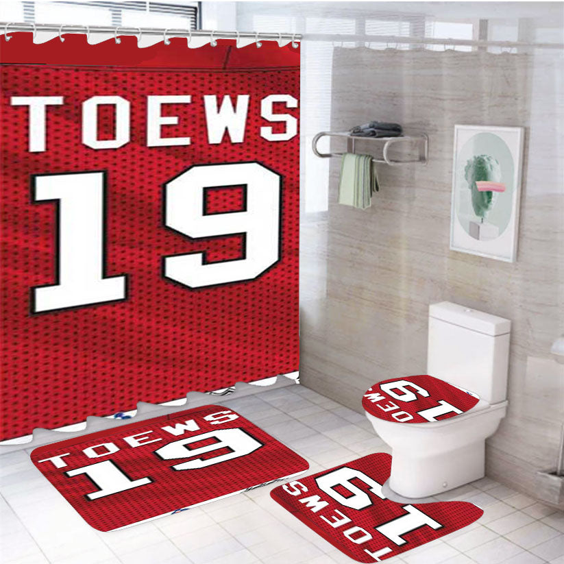 Jonathan Toews Jersey Pattern 4Pcs Bathroom Set Shower Curtain