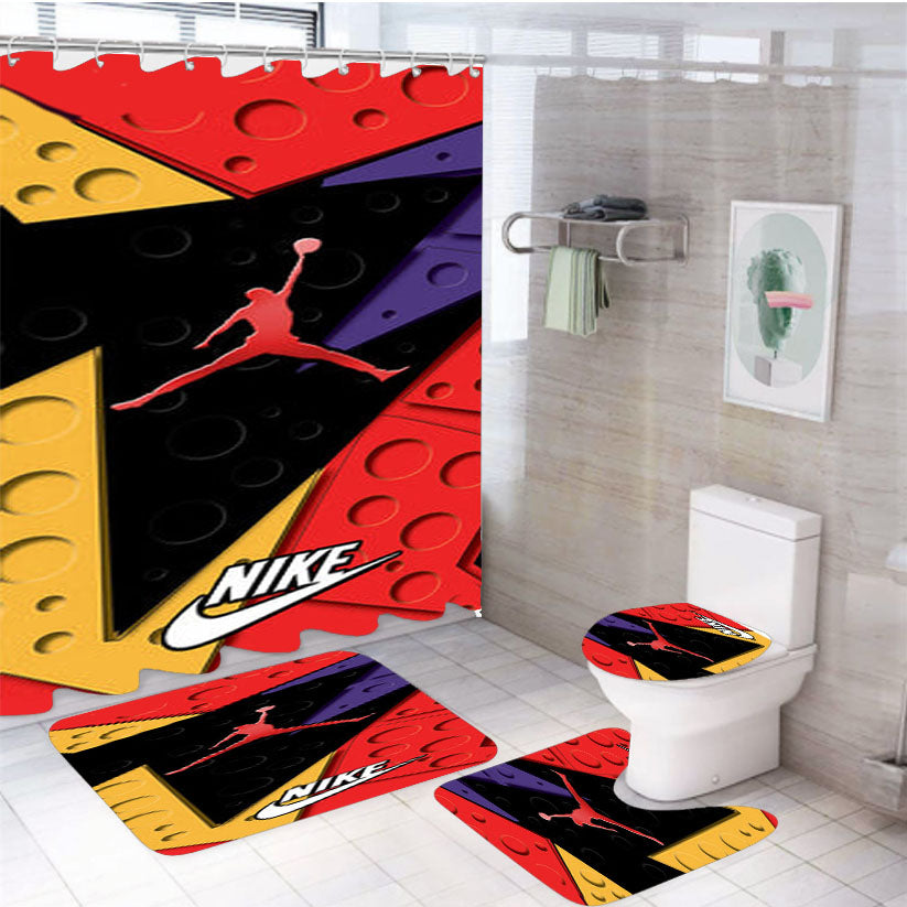 Jordan Basketbal 4Pcs Bathroom Set Shower Curtain