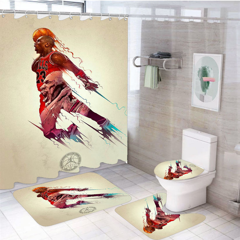 Jordan Bulls 23 4Pcs Bathroom Set Shower Curtain