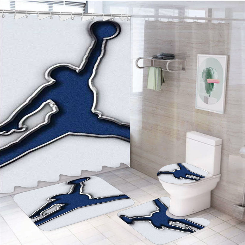 Jordan Die Cut 4Pcs Bathroom Set Shower Curtain