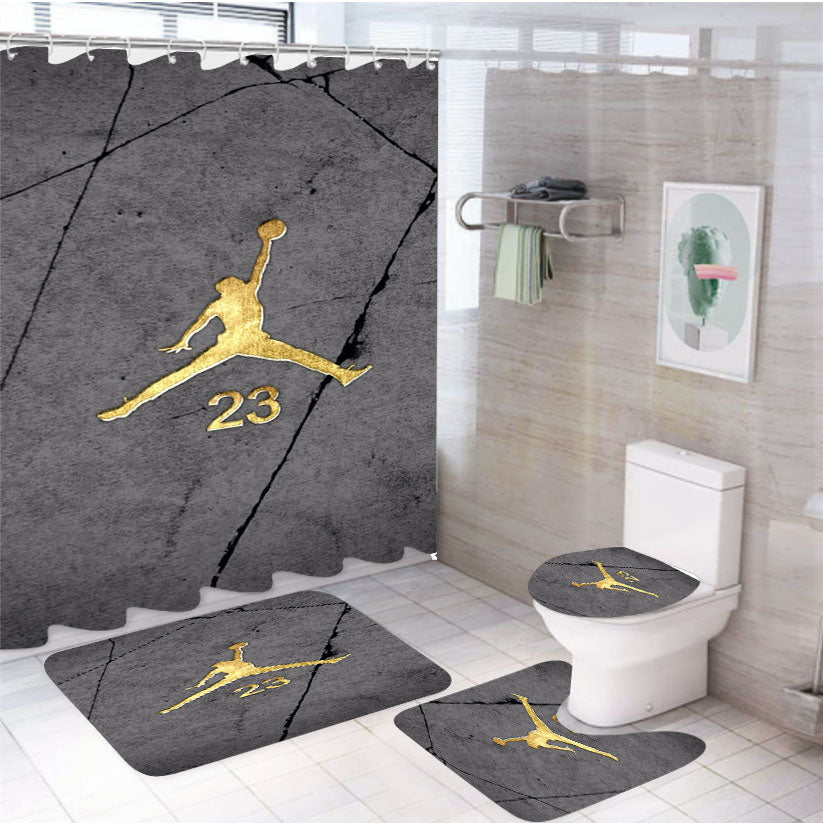 Jordan Gold Marble 4Pcs Bathroom Set Shower Curtain