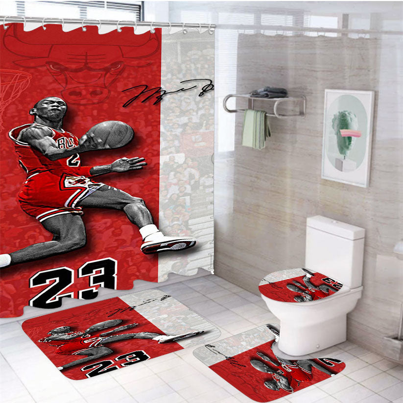 Jordan Player Nba 23 4Pcs Bathroom Set Shower Curtain