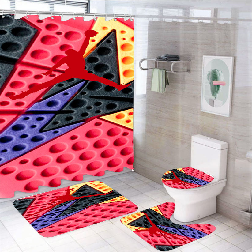 Jordan Retro 7 Raptors Print 4Pcs Bathroom Set Shower Curtain