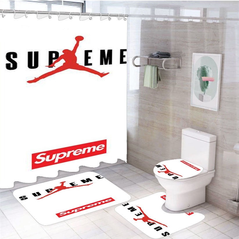 Jordan Supreme White 4Pcs Bathroom Set Shower Curtain