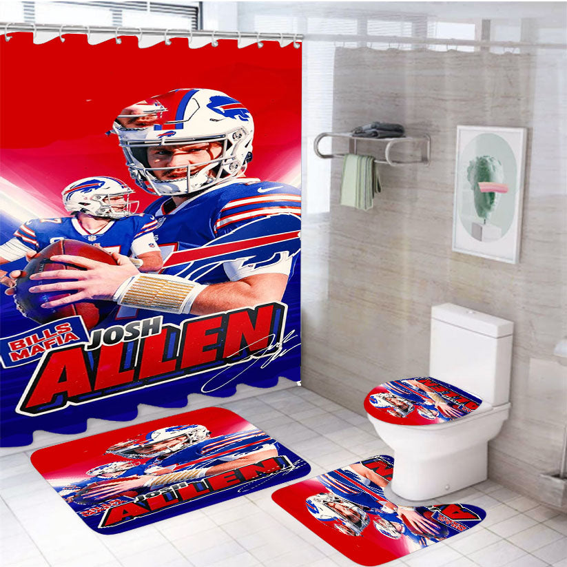 Josh Allen Buffalo Bills 1 4Pcs Bathroom Set Shower Curtain