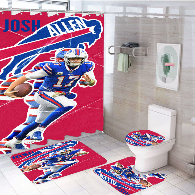 Josh Allen Buffalo Bills 2 4Pcs Bathroom Set Shower Curtain