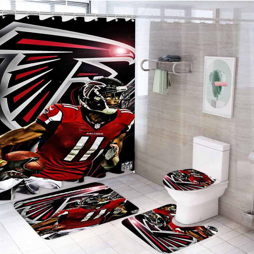 Julio Jones Atlanta Falcons 4Pcs Bathroom Set Shower Curtain