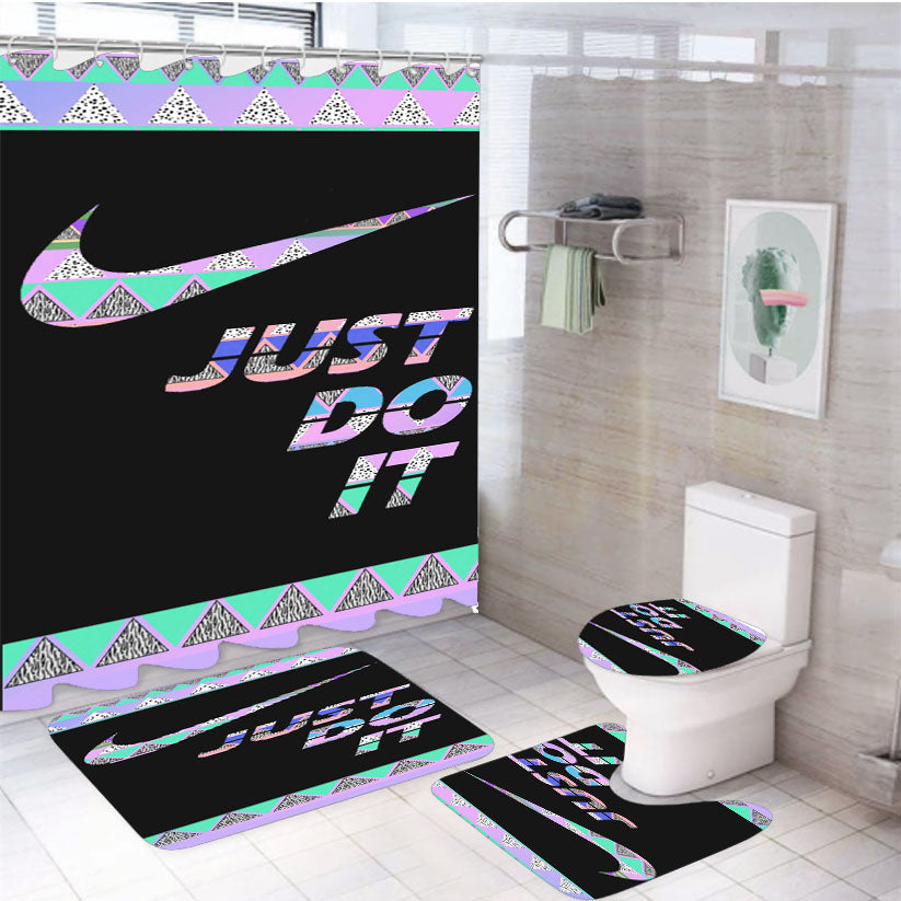 Just Do It Aztec Pastel 4Pcs Bathroom Set Shower Curtain