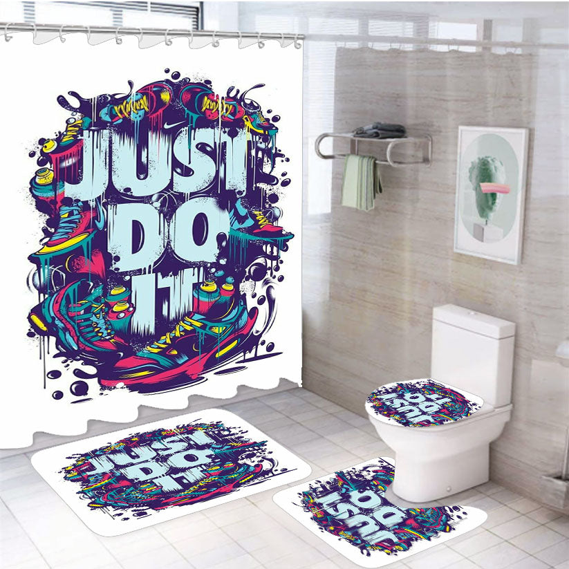 Just Do It Nike Art Shoes 4Pcs Bathroom Set Shower Curtain