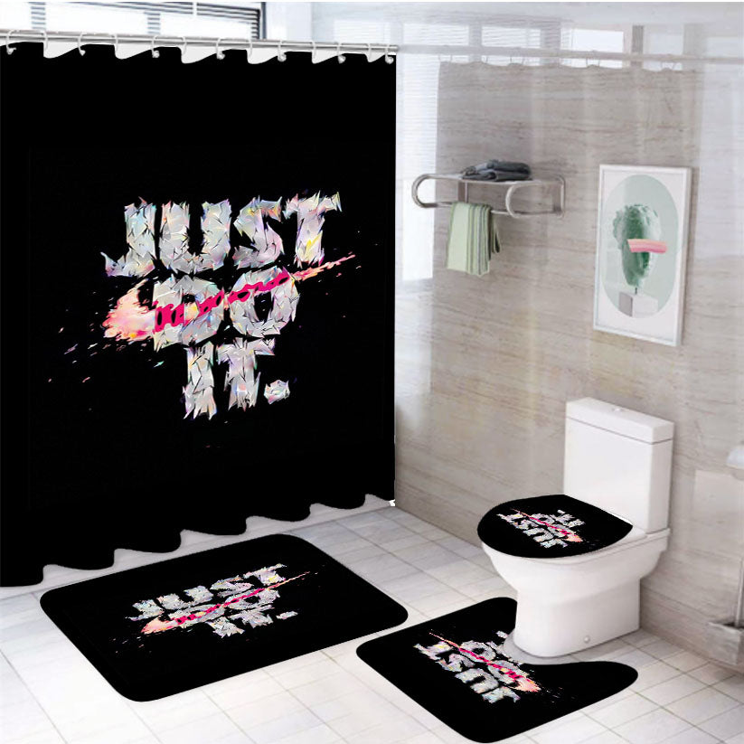 Just Do It Nike Pastel 4Pcs Bathroom Set Shower Curtain
