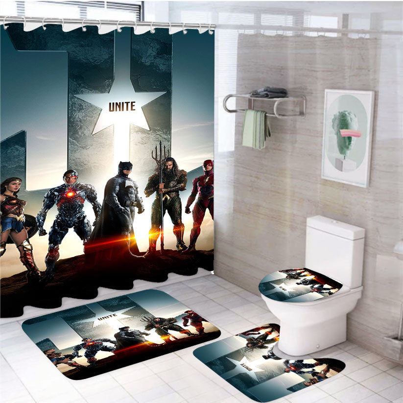 Justice League 4Pcs Bathroom Set Shower Curtain