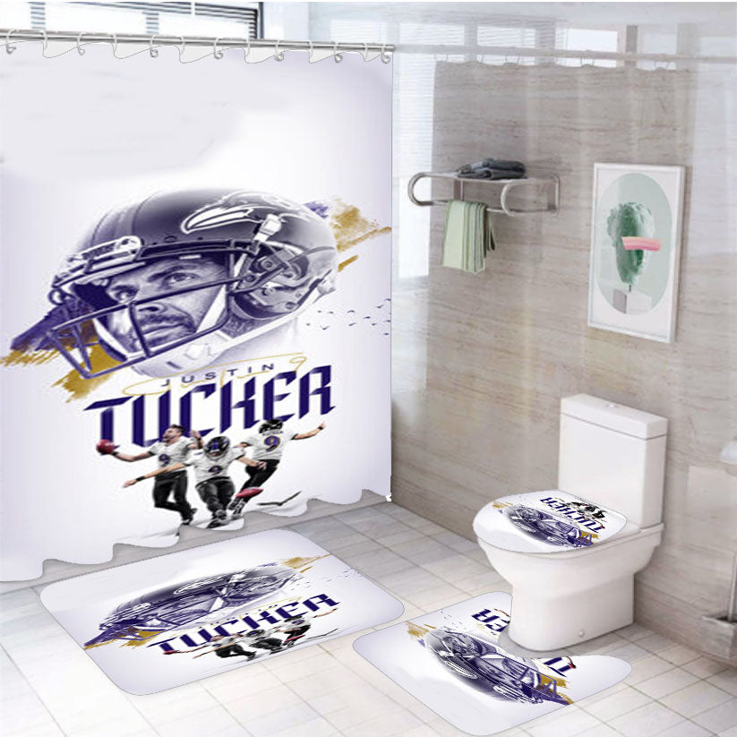 Justin Tucker Baltimore Ravens 4Pcs Bathroom Set Shower Curtain