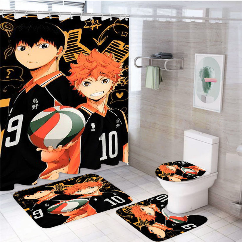 Kageyama Tobio X Shouyou Hinata Haikyuu Anime 4Pcs Bathroom Set Shower Curtain