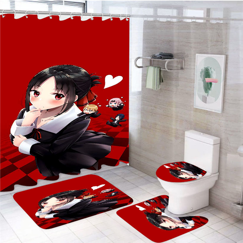 Kaguya Sama Anime 4Pcs Bathroom Set Shower Curtain