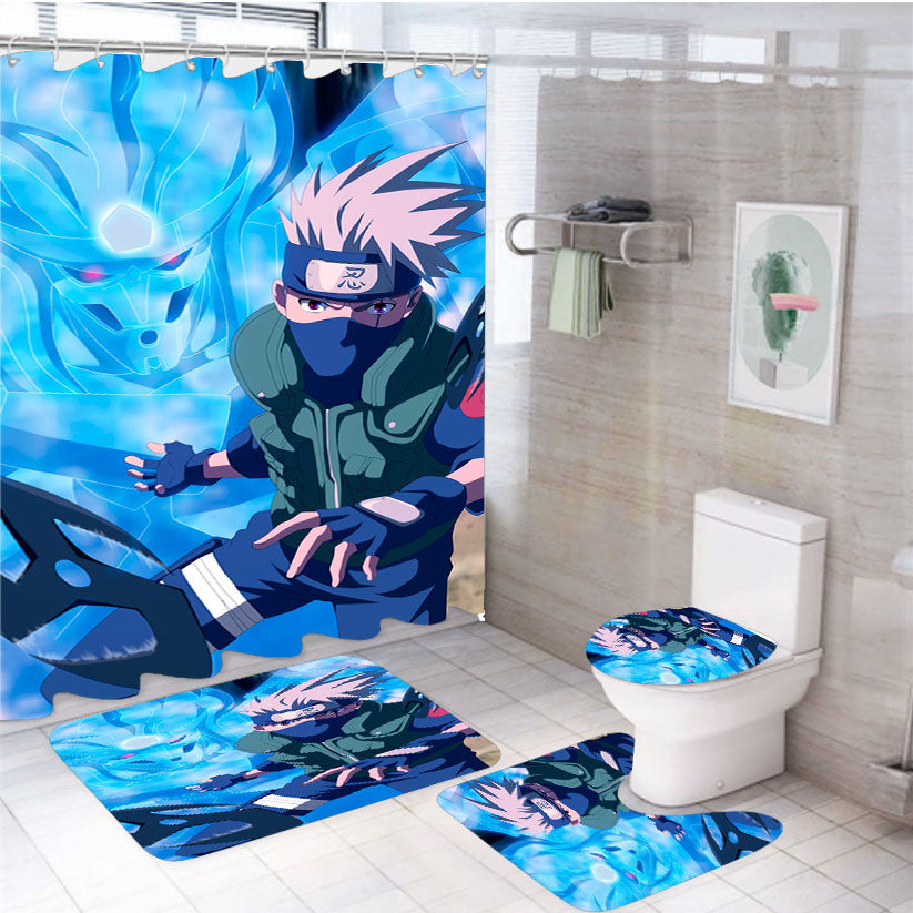 Kakashi Blue Susanoo Wallpaper 4Pcs Bathroom Set Shower Curtain