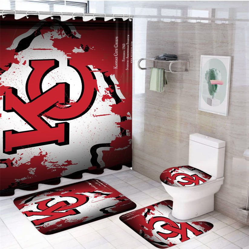 Kansas City Chiefs 4Pcs Bathroom Set Shower Curtain