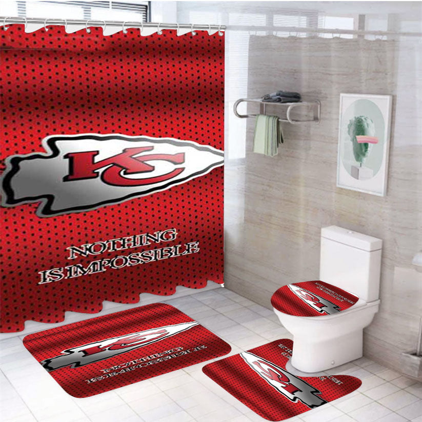 Kansas City Chiefs Nothing Is Impossible 4Pcs Bathroom Set Shower Curtain