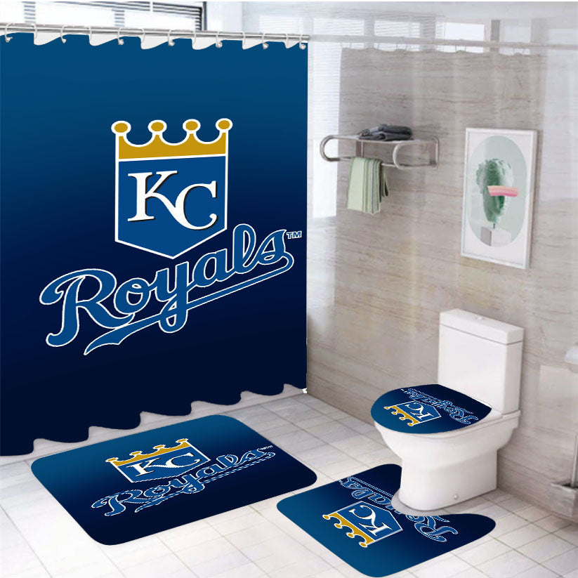 Kansas City Royals Logo 4Pcs Bathroom Set Shower Curtain