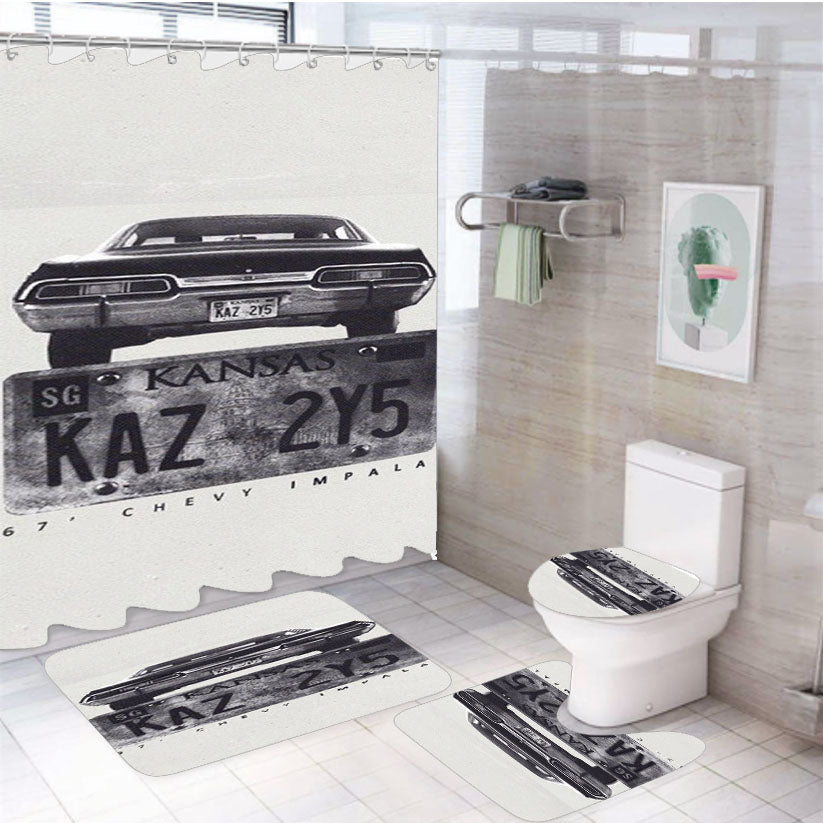 Kansas Supernatural Plate 4Pcs Bathroom Set Shower Curtain