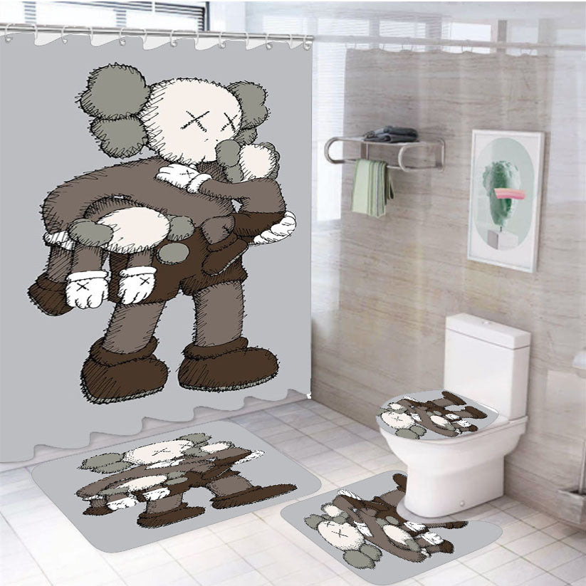 Kaws 4Pcs Bathroom Set Shower Curtain