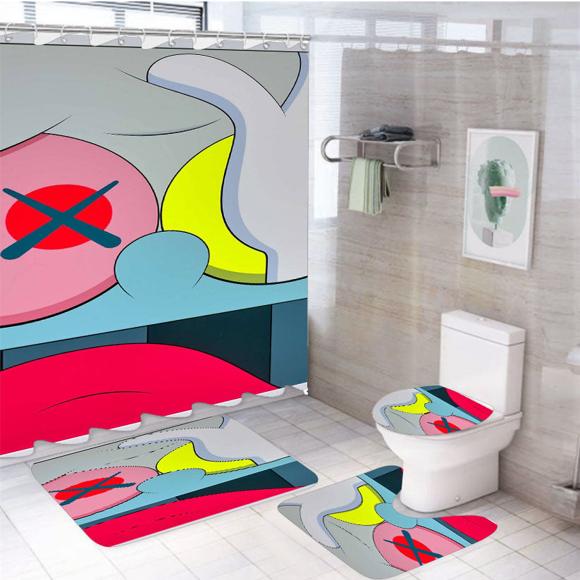 Kaws Pop Art 4Pcs Bathroom Set Shower Curtain