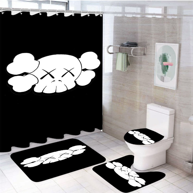 Kaws Skull Head 4Pcs Bathroom Set Shower Curtain