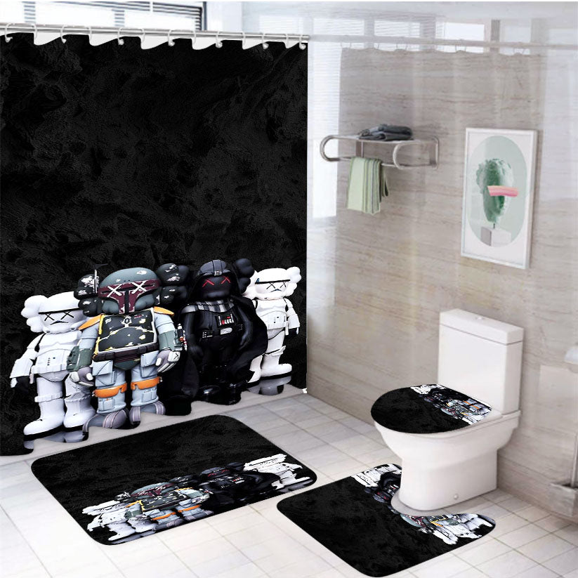 Kaws Star Wars Marble 4Pcs Bathroom Set Shower Curtain