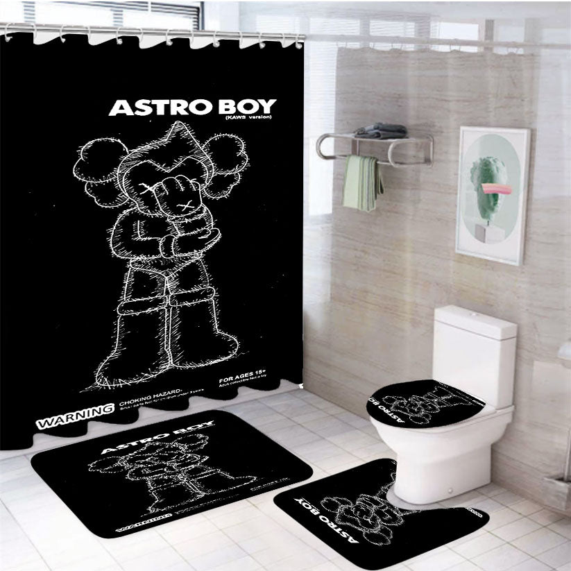 Kaws X Astro Boy Cartoon 4Pcs Bathroom Set Shower Curtain