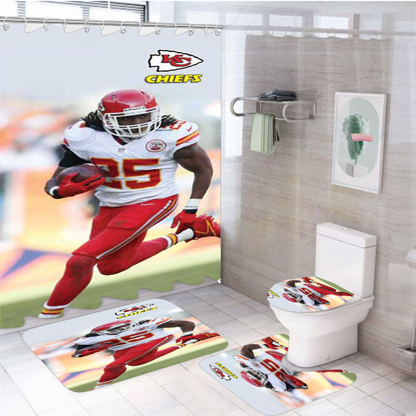 Kc Chiefs Jamaal Charles 4Pcs Bathroom Set Shower Curtain