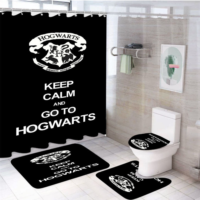 Keep Calm And Go To Hogwarts 4Pcs Bathroom Set Shower Curtain