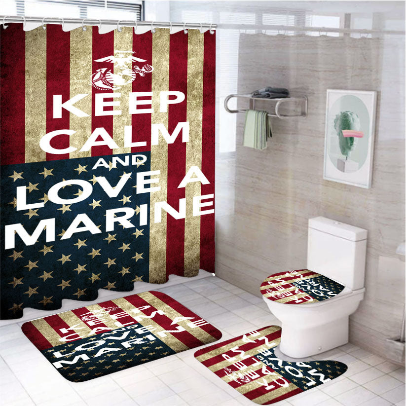 Keep Calm And Love Your Marine 4Pcs Bathroom Set Shower Curtain