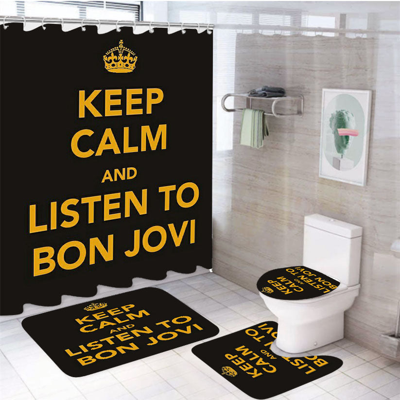 Keep Calm Bonjovi 4Pcs Bathroom Set Shower Curtain