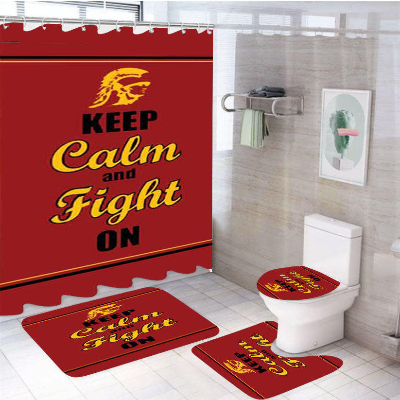 Keep Calm Fight On Usc 4Pcs Bathroom Set Shower Curtain