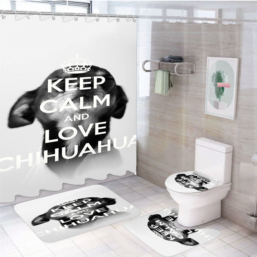 Keep Calm Love Chihuahua 4Pcs Bathroom Set Shower Curtain
